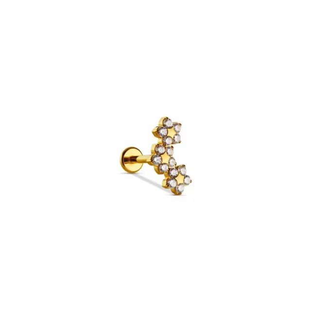 Orelia Curved Crystal Flower labret forgyldt krystal