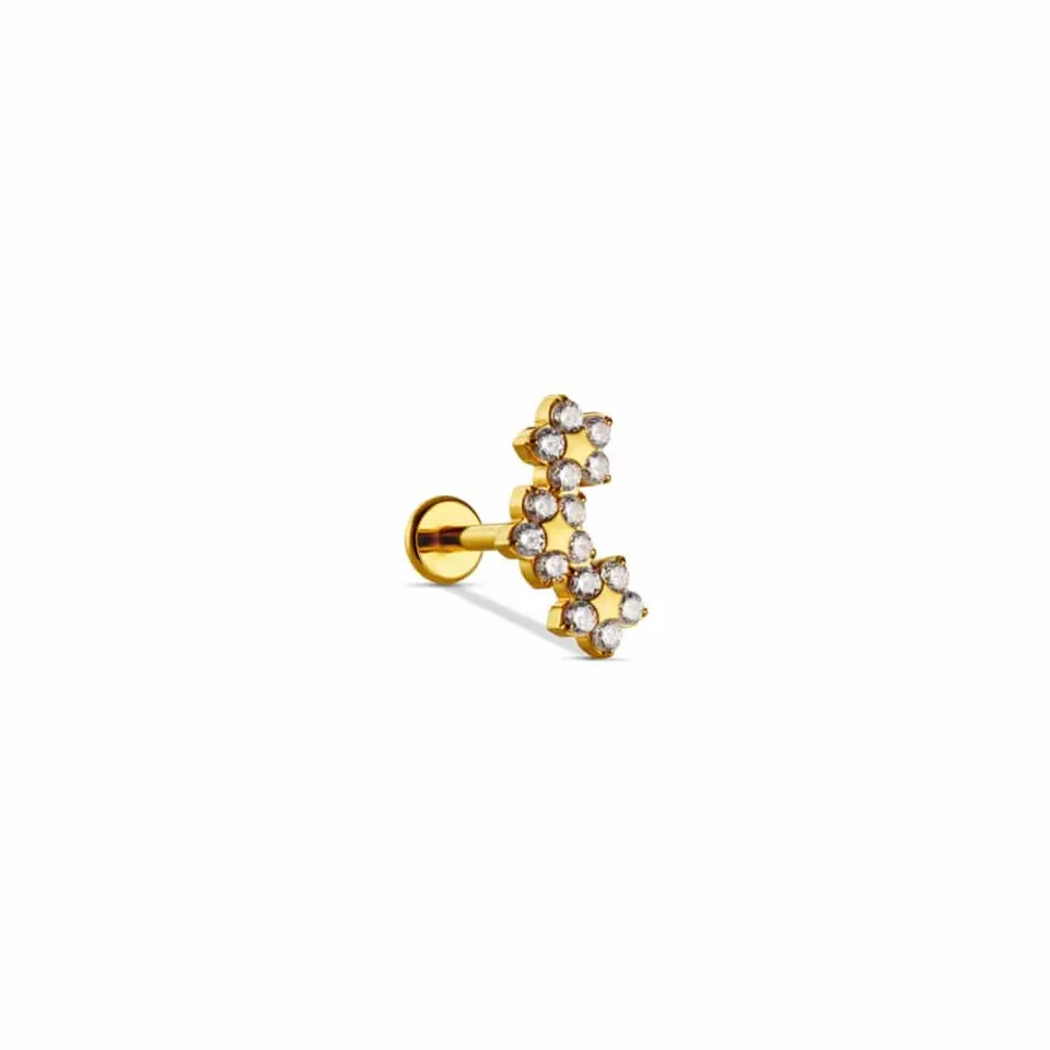 Orelia Curved Crystal Flower labret forgyldt krystal