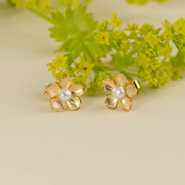 Sisi Copenhagen Mona Pearl Golden ørestikker perle 9 mm