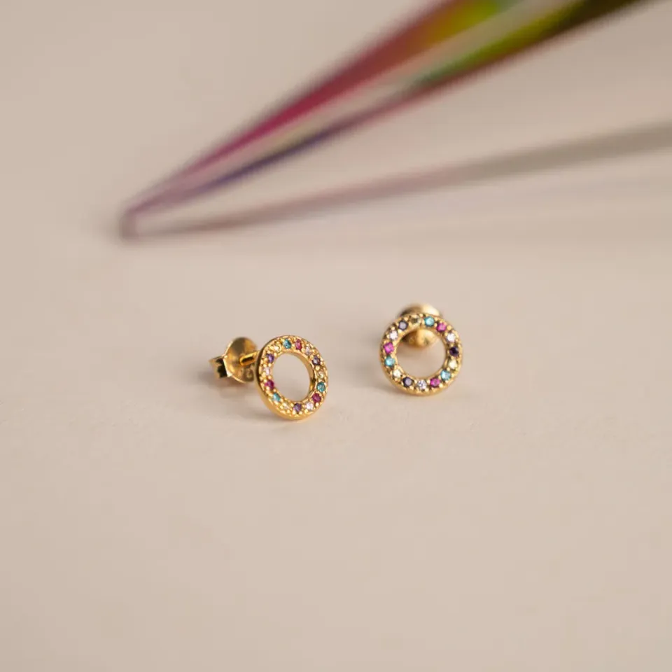Sisi Copenhagen Roberta Rainbow Golden ørestikkere forgyldt zirkon