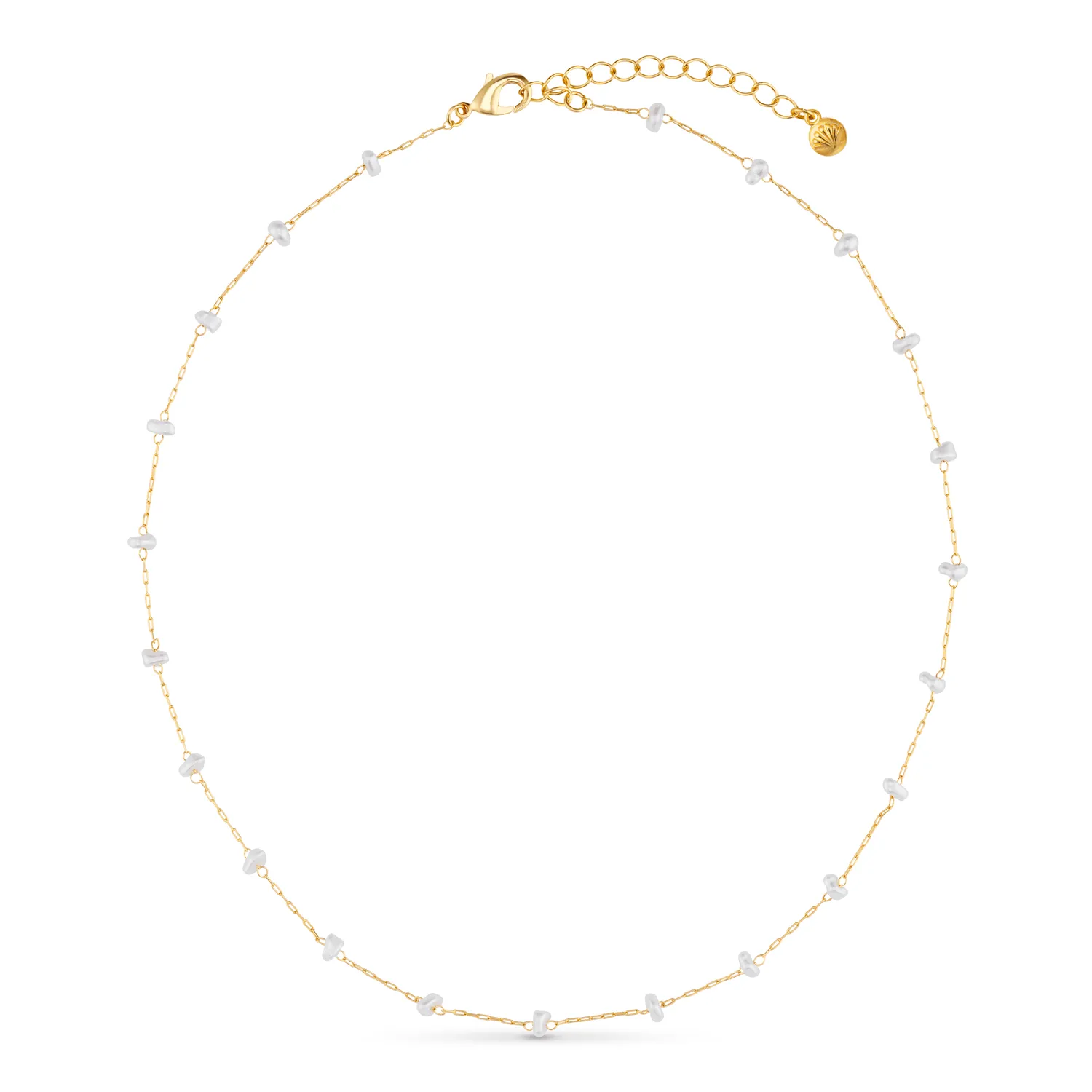 Orelia Pearl Stationed halskæde guld med perler