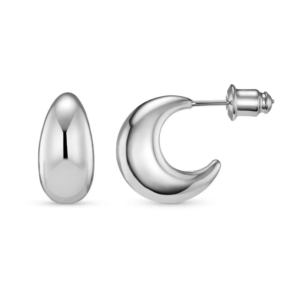 Orelia Tapered Domed Hoop øreringe sølv kraftig