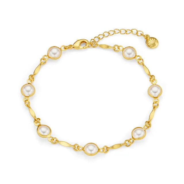Orelia Pearl & Bar Link Armbånd guld ferskvandsperler