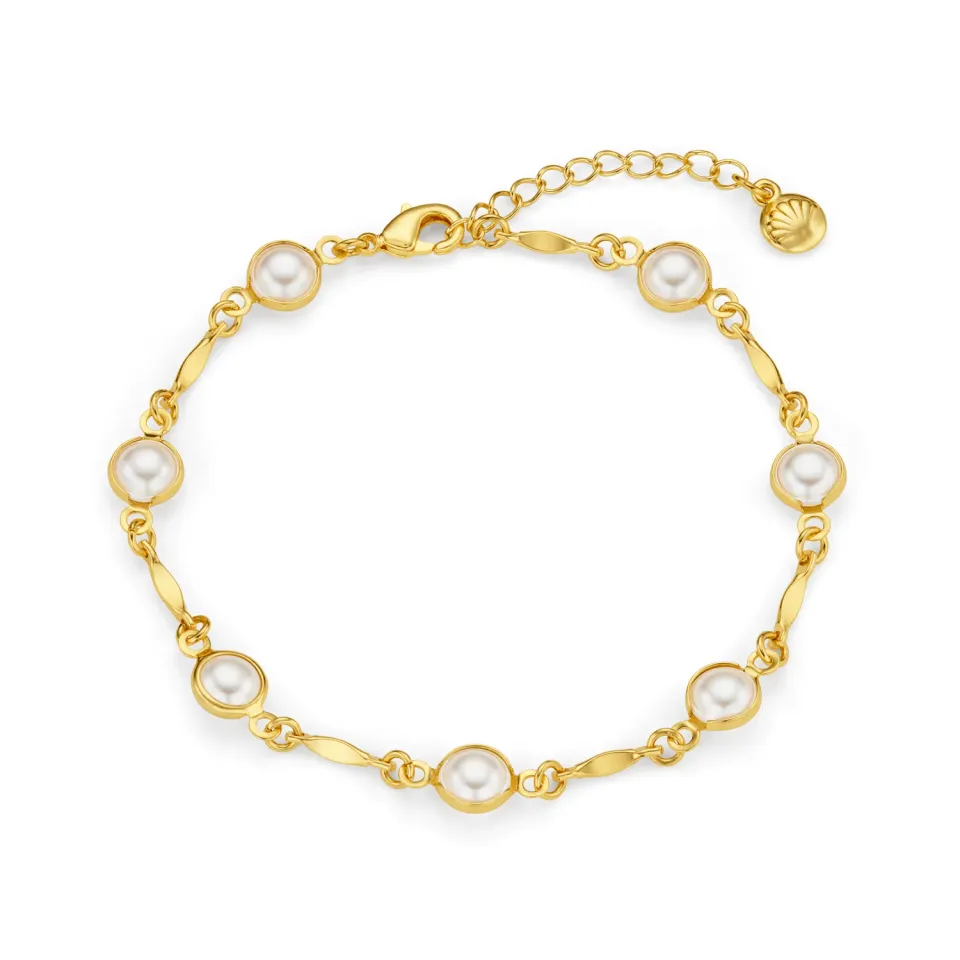 Orelia Pearl & Bar Link Armbånd guld ferskvandsperler