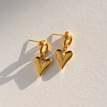 TIMI OF SWEDEN Laurel Hanging Heart ørestikker forgyldt