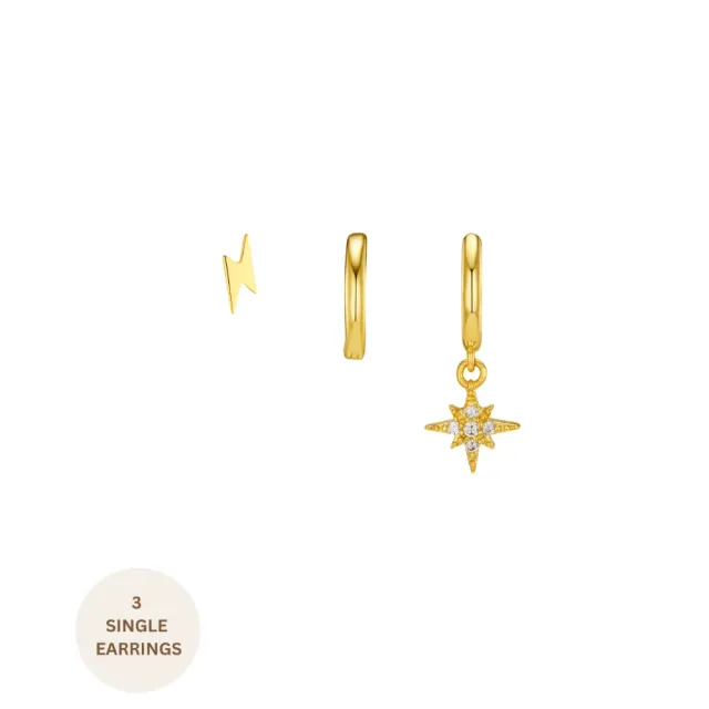 Orelia Pavé Starburst Lightning øreringe sæt guld
