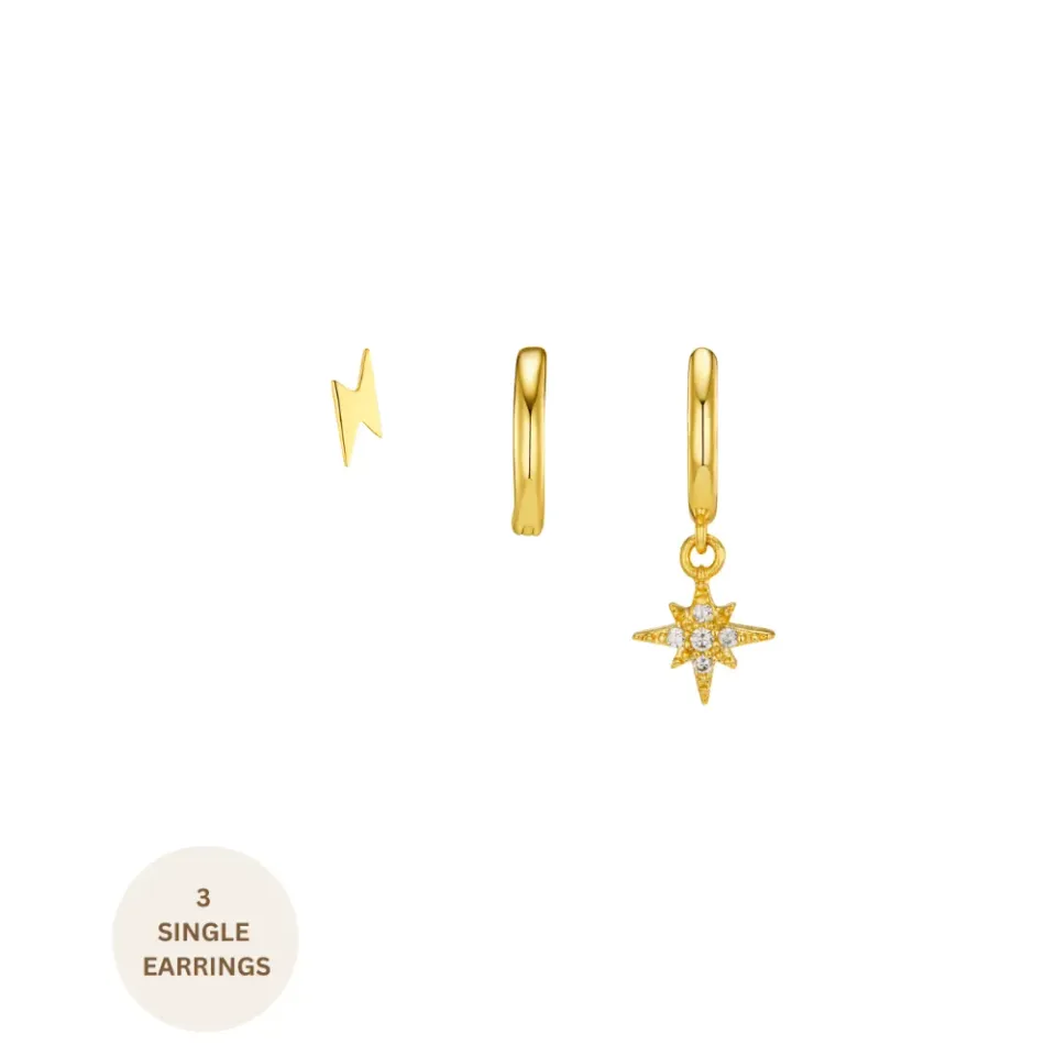 Orelia Pavé Starburst Lightning øreringe sæt guld