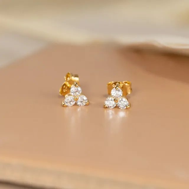 Sisi Copenhagen Tria Crystal Golden ørestikker forgyldt 6 mm