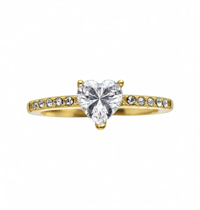 Wos Mi Amore ring guld klar zirkon hjerte
