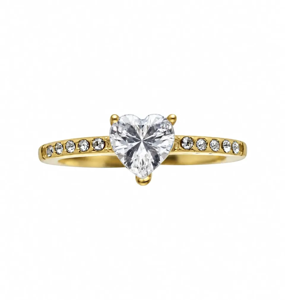 Wos Mi Amore ring guld klar zirkon hjerte