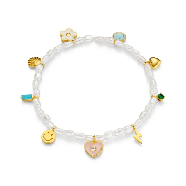Orelia Pearl Eclectic Charm Beaded Stretch armbånd