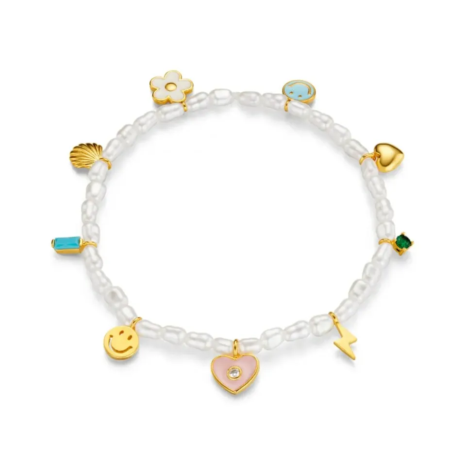 Orelia Pearl Eclectic Charm Beaded Stretch armbånd