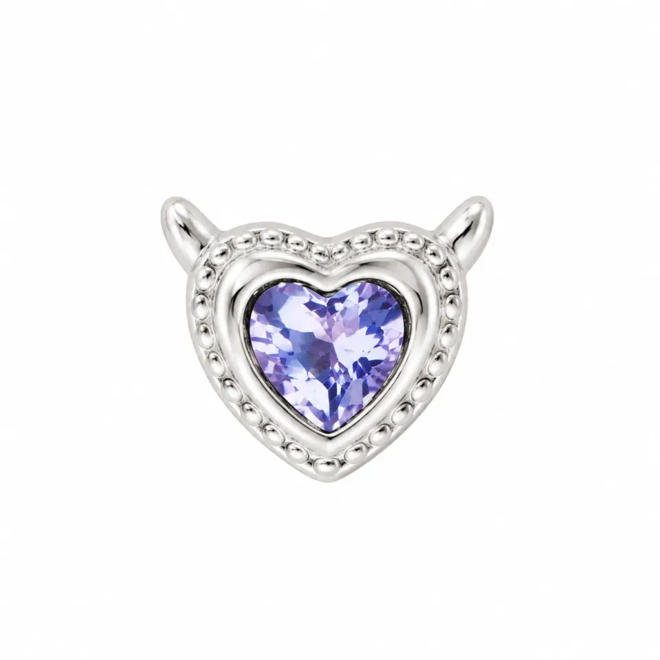 Wos Devil Heart ørering sølv single 0,5 cm