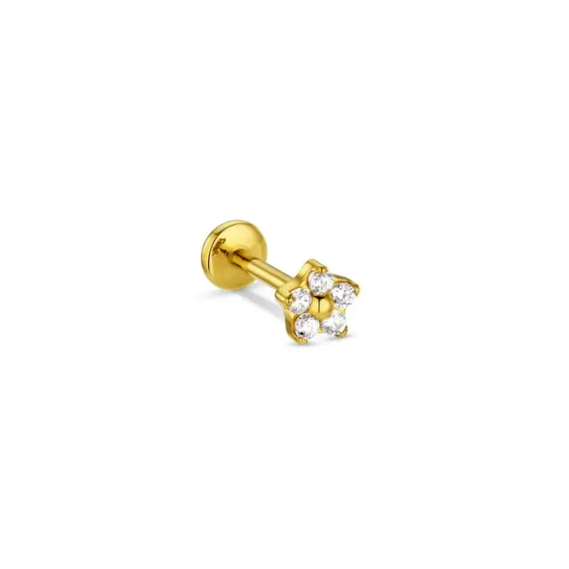 Orelia Crystal Flower labret piercing guld krystal