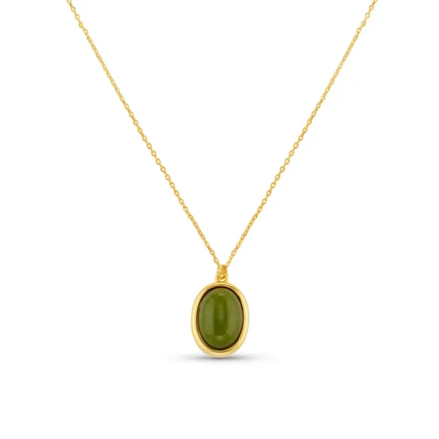 Orelia Green Jade halskæde guld med grøn jade