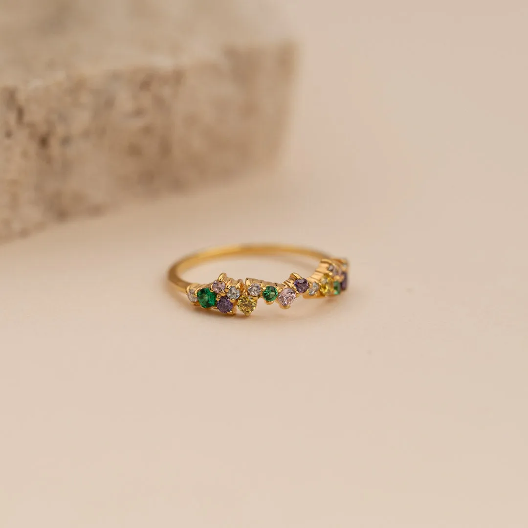Sisi Copenhagen Clair Rainbow forgyldt ring med zirkonia