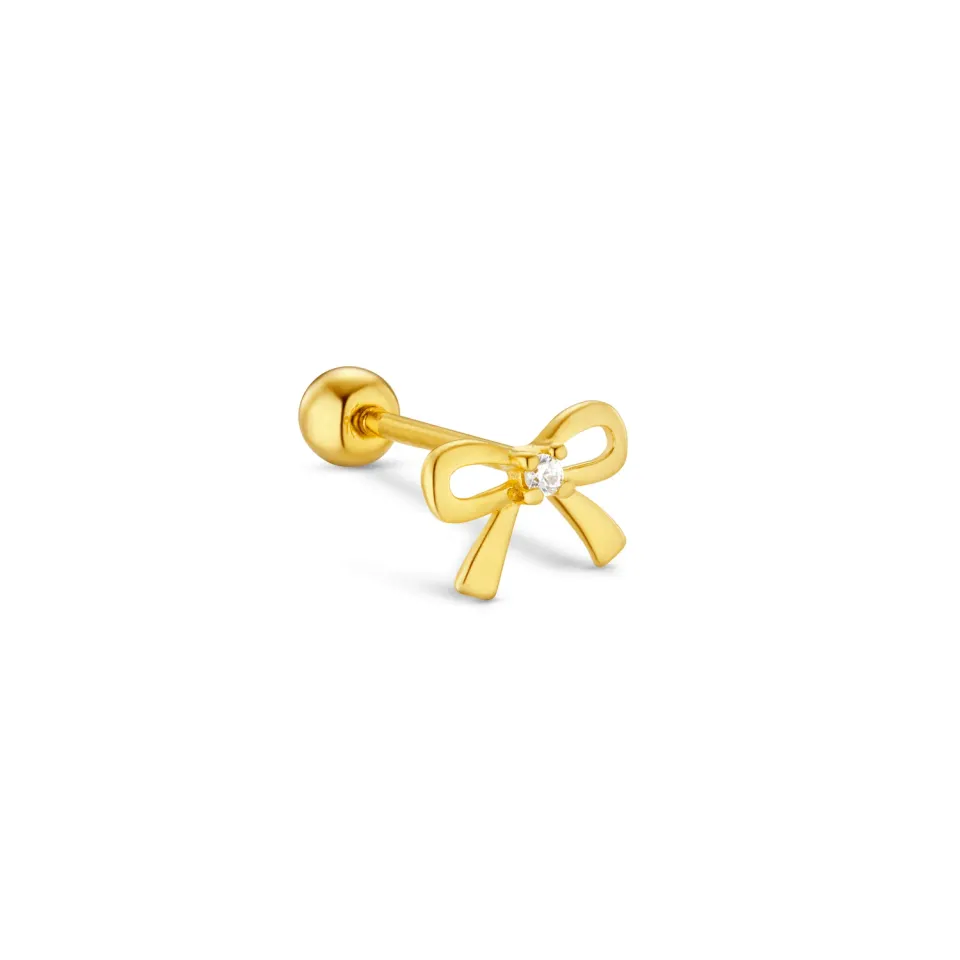Orelia Crystal Bow Barbell ørering sølv forgyldt