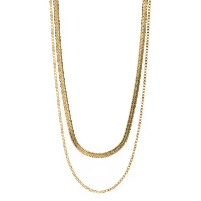 TIMI OF SWEDEN Dobbelt Snake Chains halskæde guld vandtæt