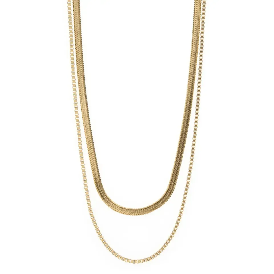 TIMI OF SWEDEN Dobbelt Snake Chains halskæde guld vandtæt