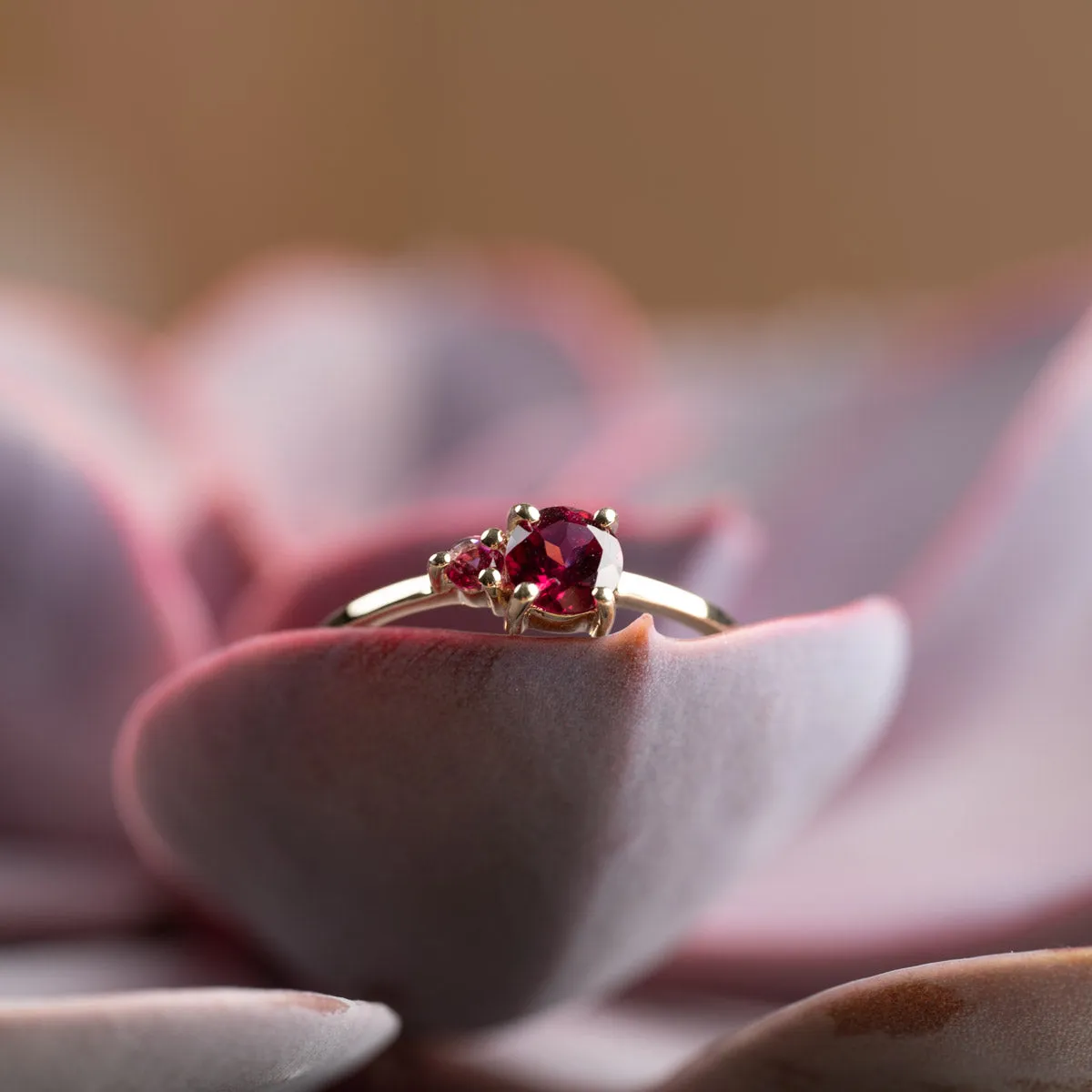 Sisi Copenhagen Gladis Pink Rhodolite ring 9 kt guld