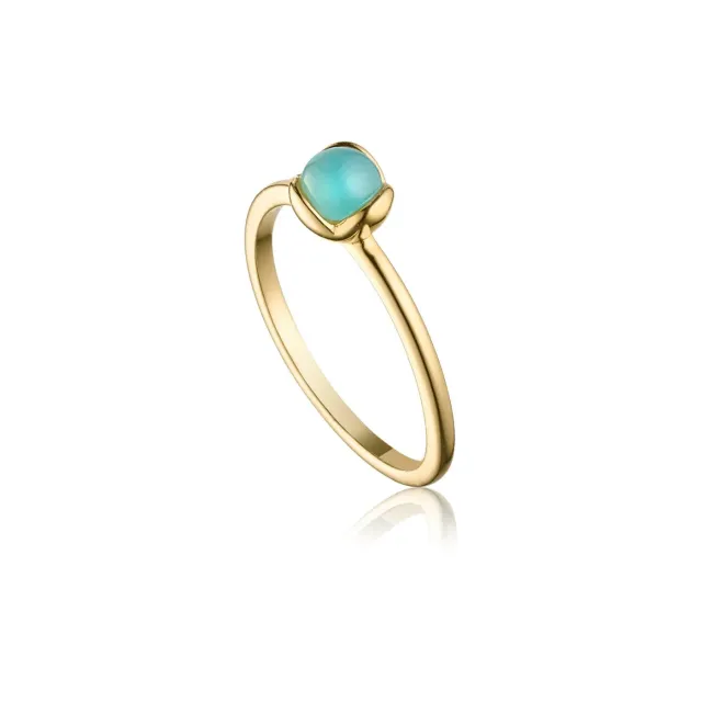 Bykjaergaard Glory petit ring aqua kalcedon forgyldt