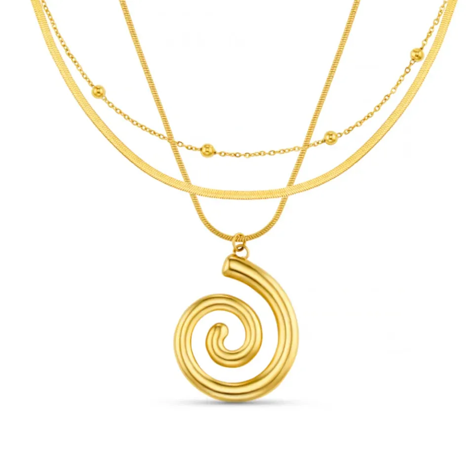 Orelia LUXE Spiral Multi-Row halskæde guld