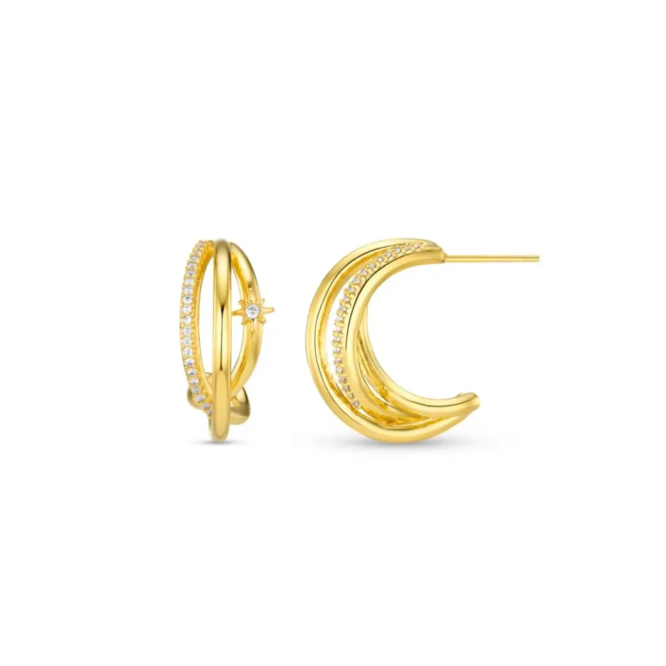 Orelia Pavé Illusion mid-size hoop øreringe guld krystal