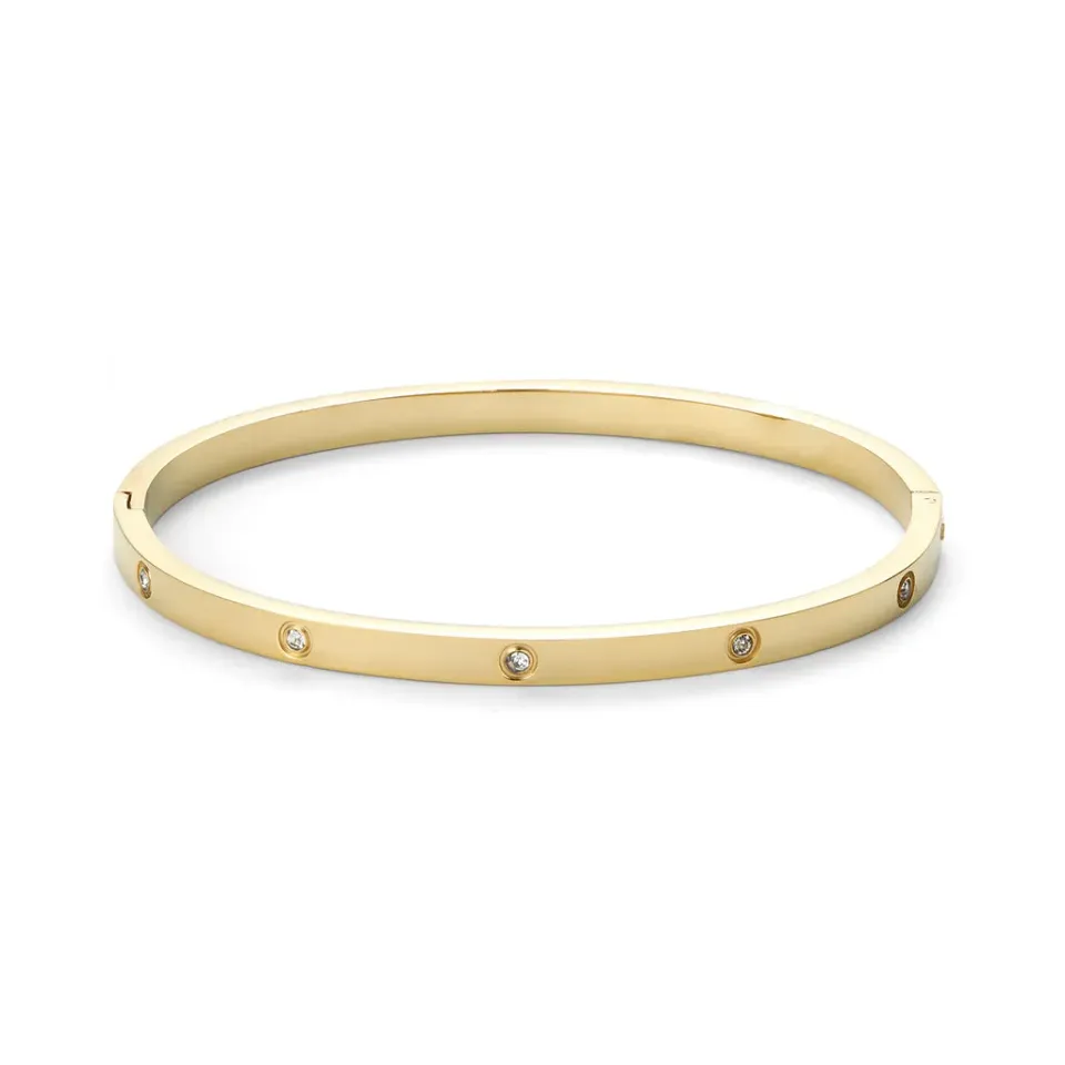 TIMI OF SWEDEN Fiona krystal bangle forgyldt 60 mm