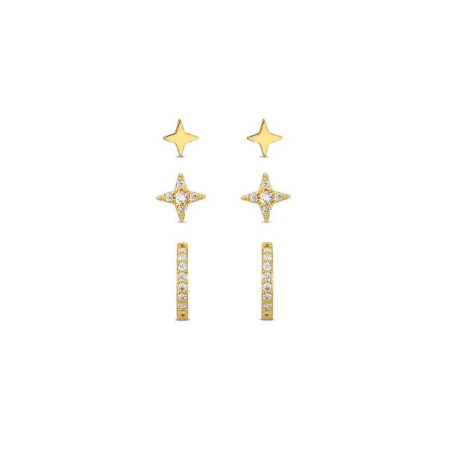Orelia Crystal Star Micro Pavé øreringe sæt guld