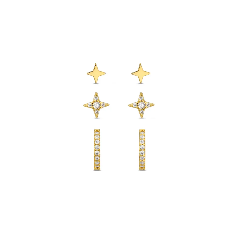 Orelia Crystal Star Micro Pavé øreringe sæt guld