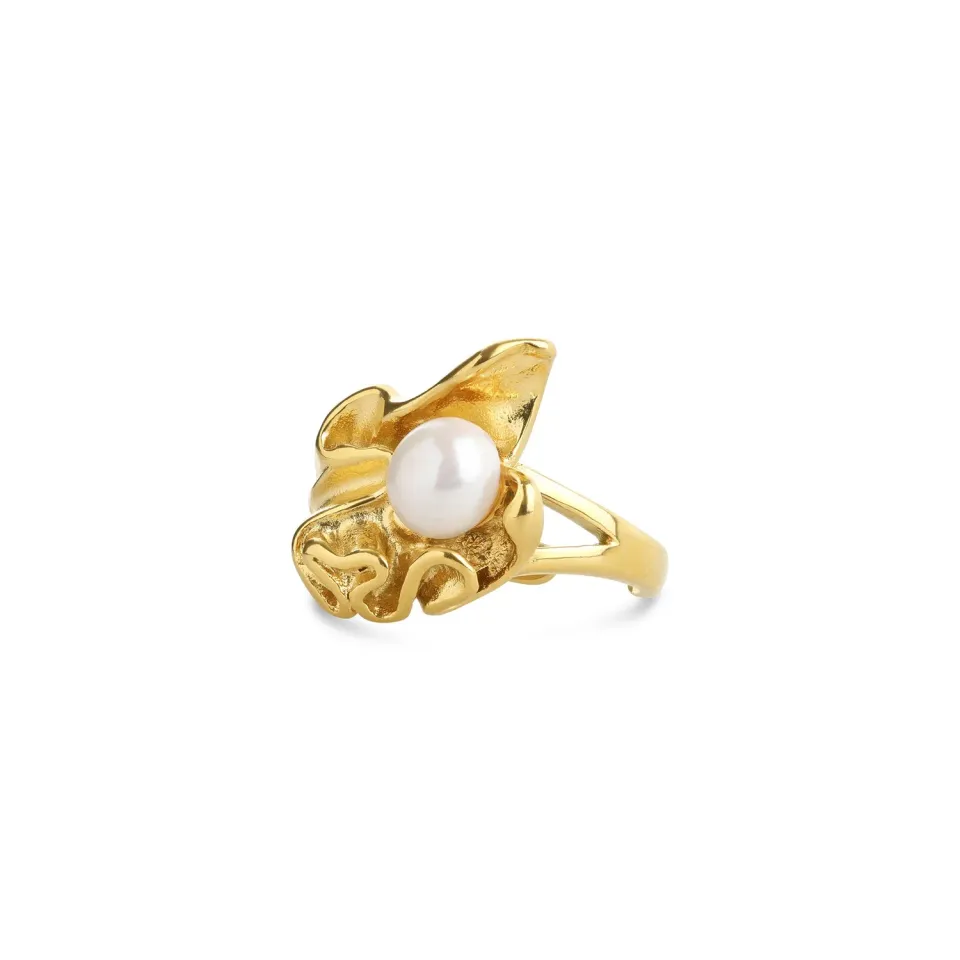 TIMI OF SWEDEN Lex ring smeltet perle guld 15 mm