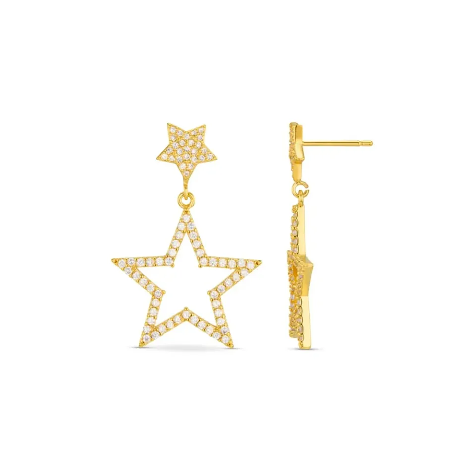 Orelia Crystal Cut-Out Star Drop Øreringe guld pavé