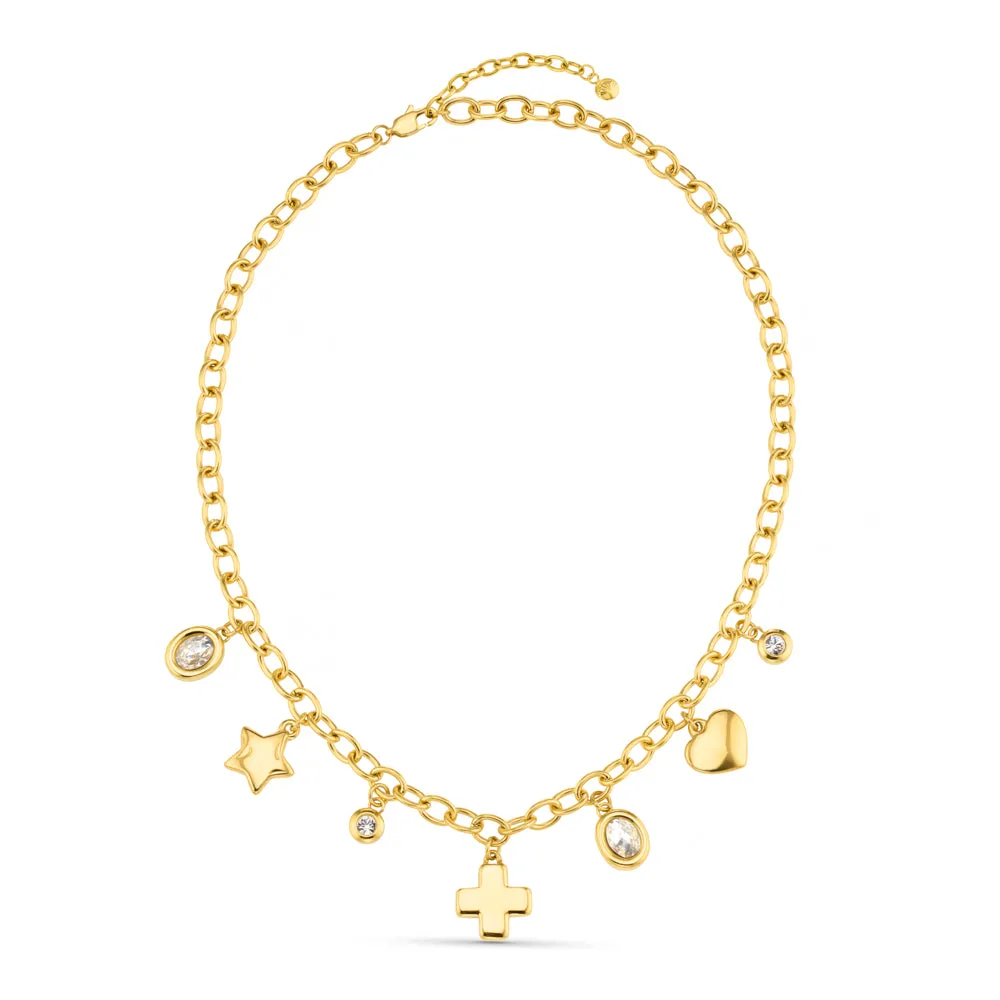Orelia LUXE Mixed Crystal charmhalskæde forgyldt