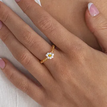 Timi of Sweden Lisa flower bead ring justerbar