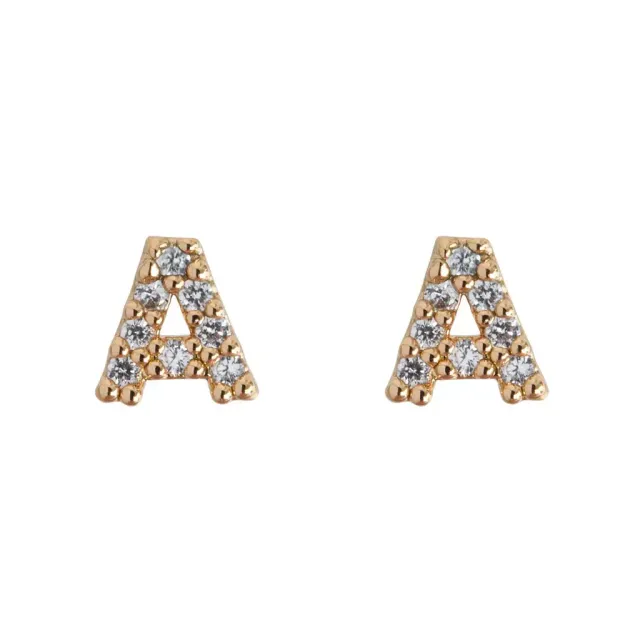 TIMI OF SWEDEN Crystal Letter stud u00f8reringe forgyldt krystal