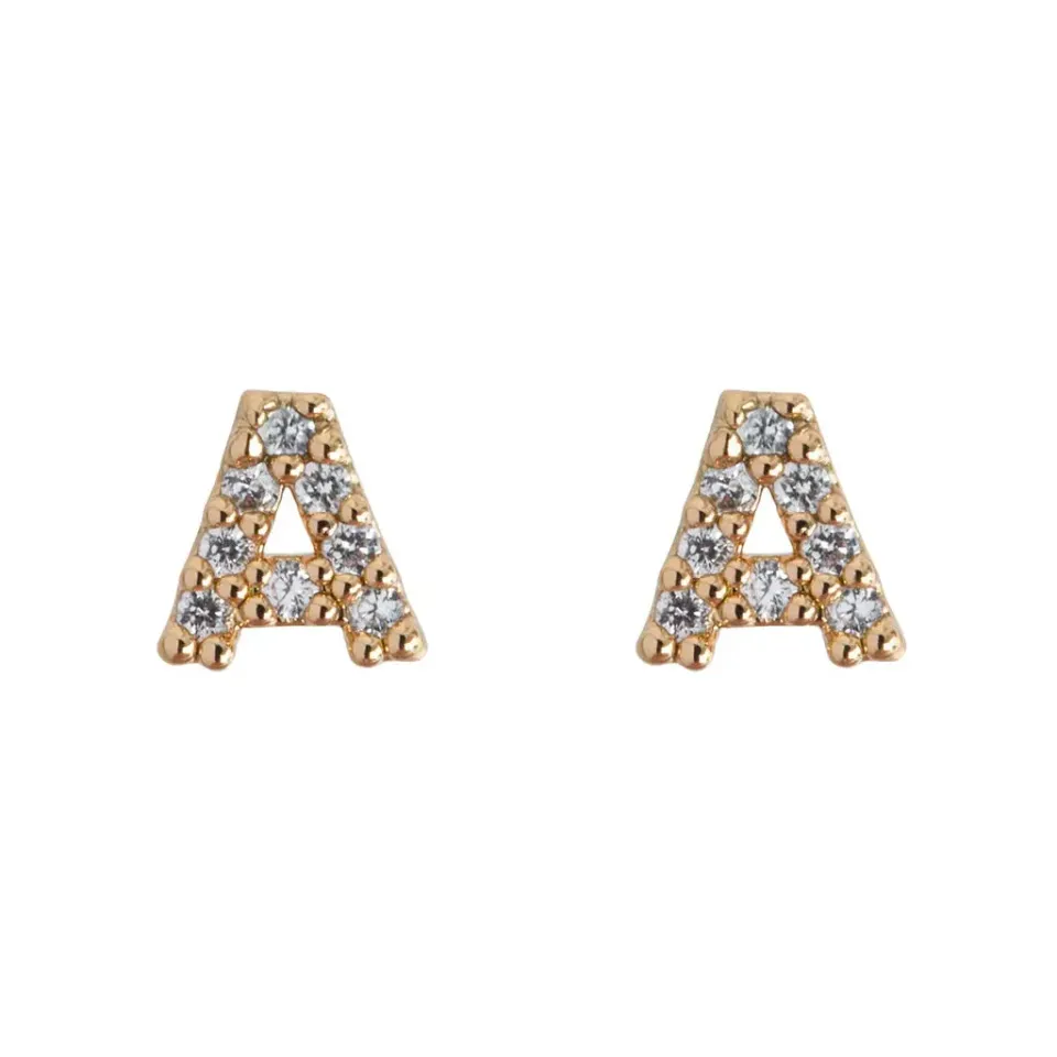 TIMI OF SWEDEN Crystal Letter stud u00f8reringe forgyldt krystal