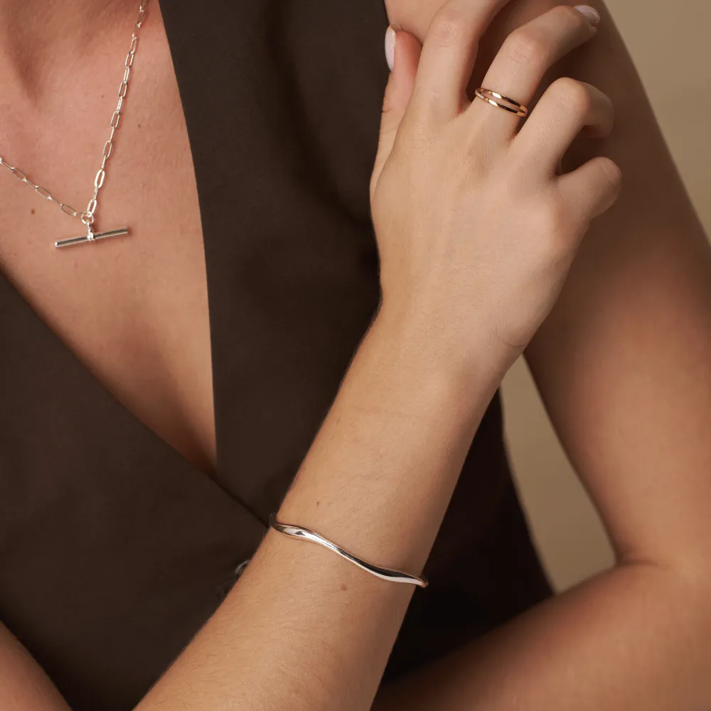 Orelia Fine Wave bangle armbånd sølv bølge