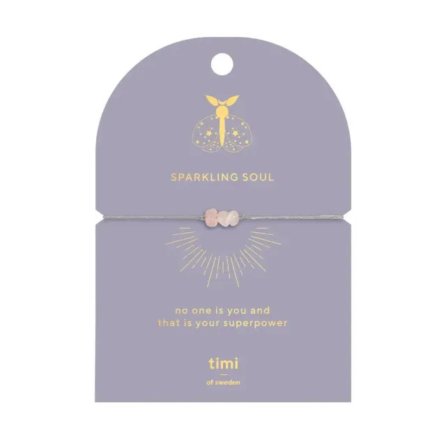 TIMI OF SWEDEN Rose Quartz chip armbånd forgyldt kærlighed