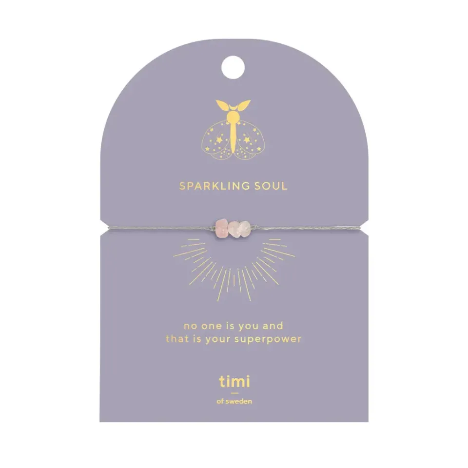 TIMI OF SWEDEN Rose Quartz chip armbånd forgyldt kærlighed