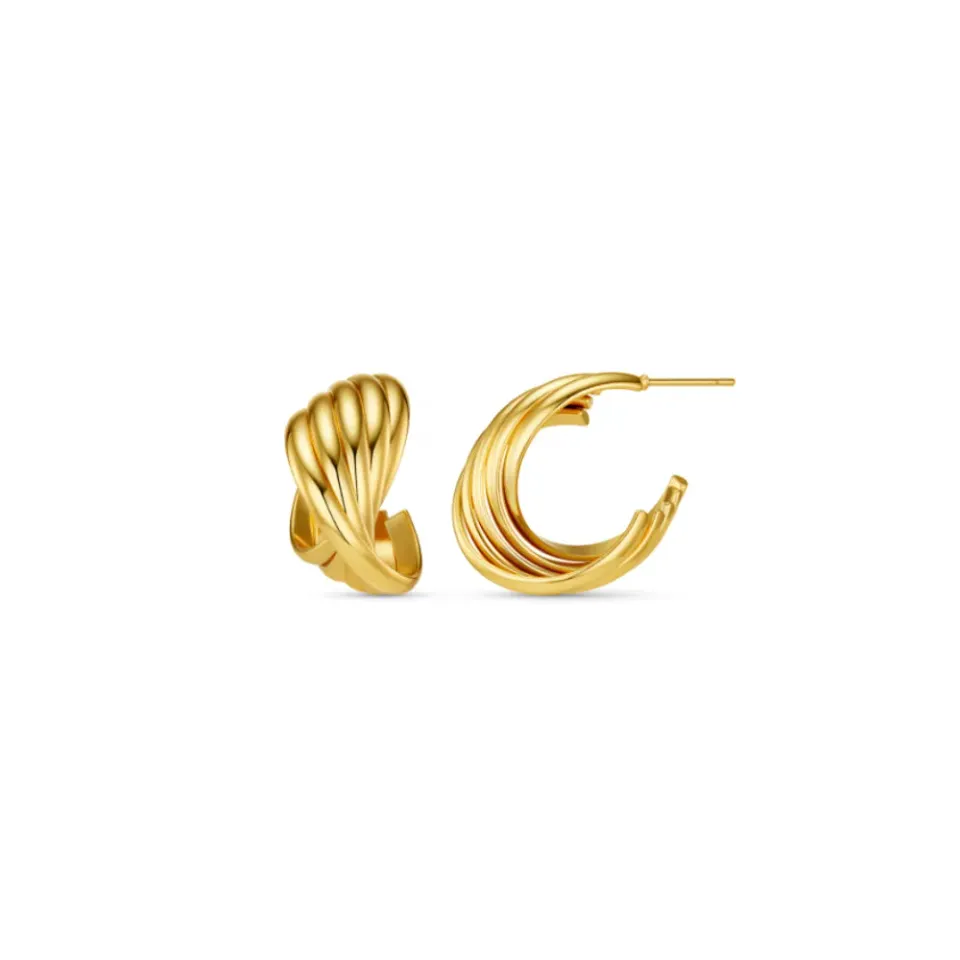 Orelia Interlocking Twist øreringe hoops forgyldt