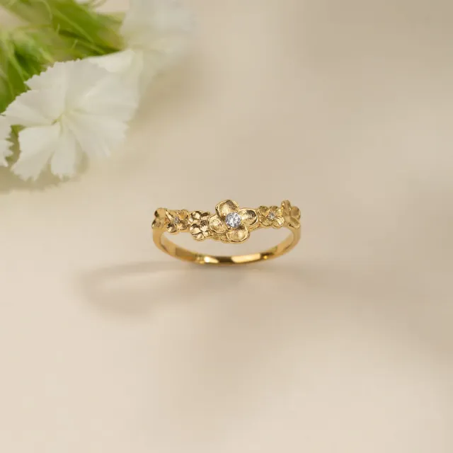 Sisi Copenhagen Flora crystal ring forgyldt zirkonia blomster