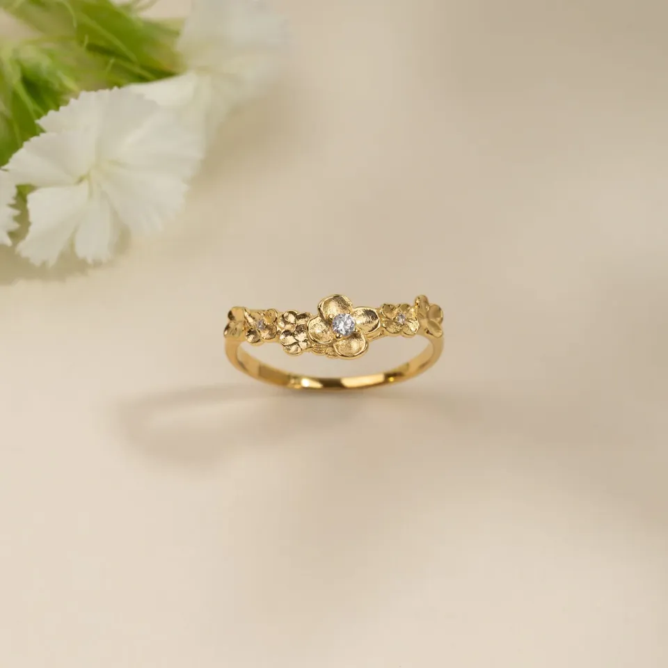Sisi Copenhagen Flora crystal ring forgyldt zirkonia blomster