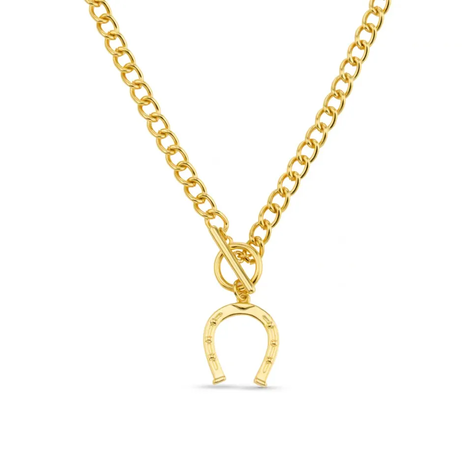 Orelia Horseshoe T-Bar Chain halskæde guld