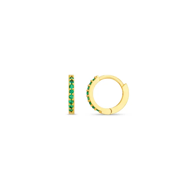 Orelia Emerald Mini Micro Pavé hoop øreringe guld grøn