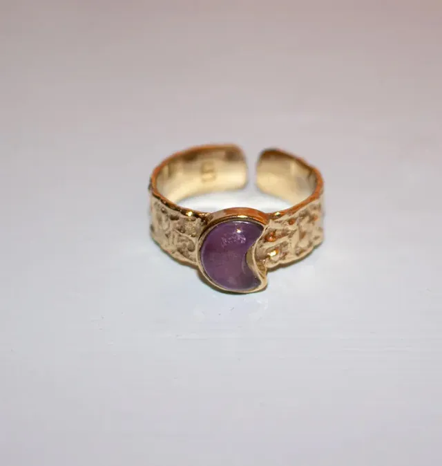 Wos Mini Luna ring messing ametyst justerbar