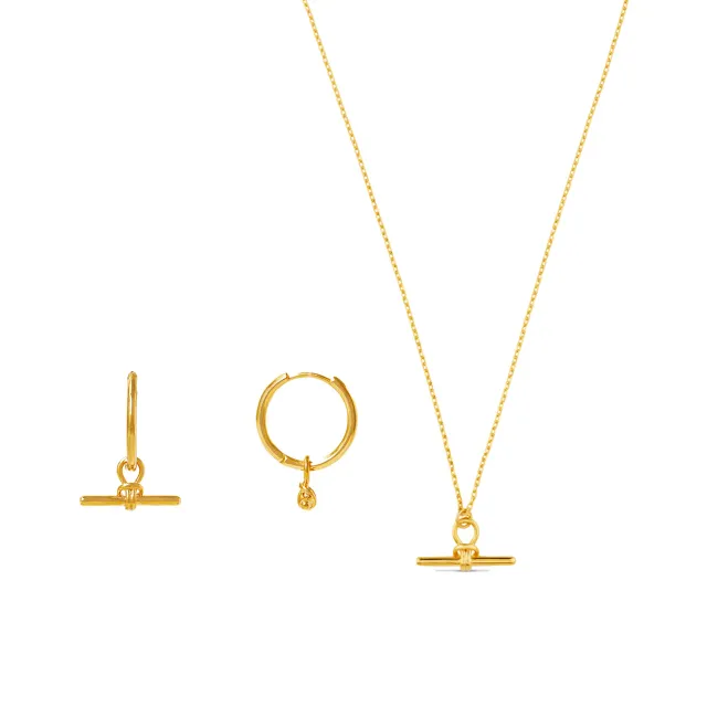Orelia T-Bar Charm smykkesæt guld 2 dele