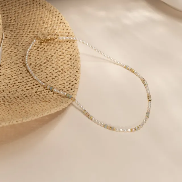 Sisi Copenhagen Dora Morganite Pearl Golden halskæde 42 cm