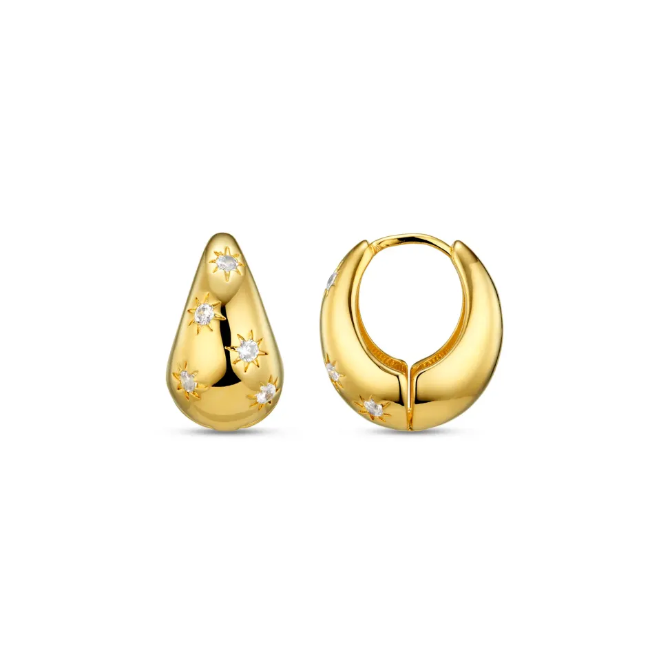 Orelia Tapered Crystal Starburst hoops forgyldt