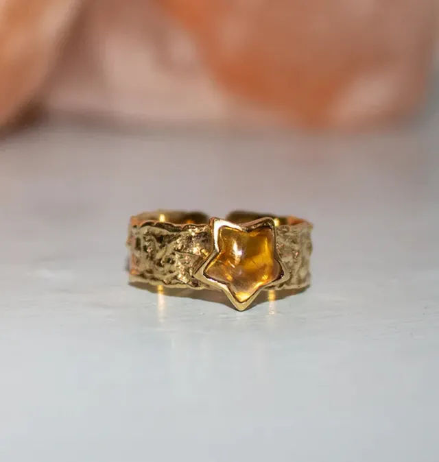 Wos Bedazzled Mini Ursa ring messing citrin gul