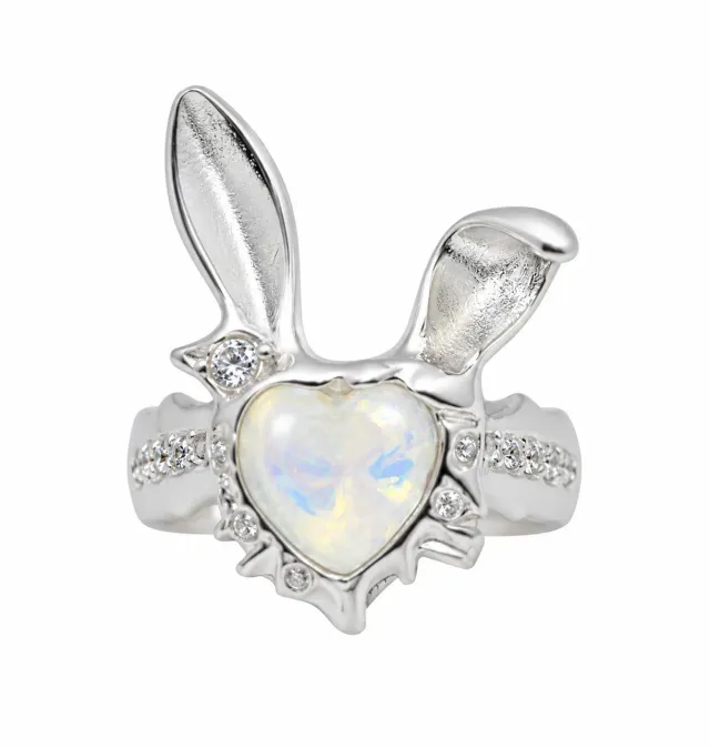 Wos Bunny ring sølv zirkonhjerte
